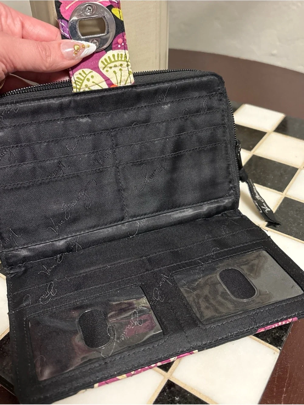 Vera Bradley PIROUETTE PINK Retired Pattern Vintage Turn Lock Wallet Clutch